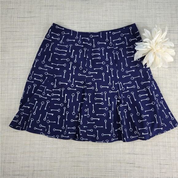 Banana Republic Key Print Navy Blue Mini‎ Skirt Size 2 - Picture 1 of 7